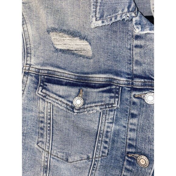 NEW MAVI jean jacket distress Women JILL punk rock y2k 90s grunge L western - Picture 2 of 10